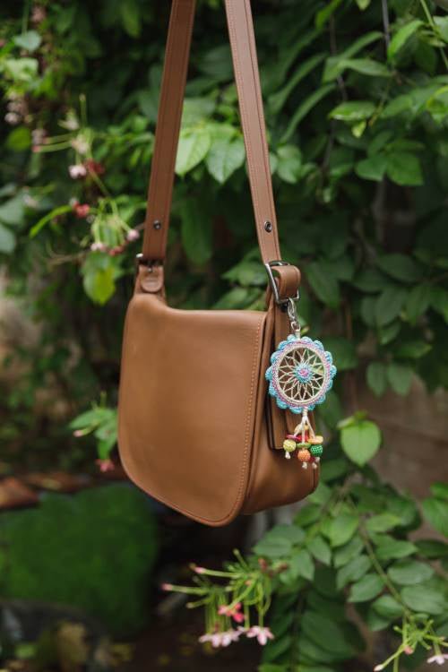 Bohemian Crochet Sling Bag With Key-chain