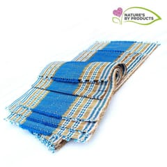 Craftlipi-Table Mat with Runner (Madur) : Designed with Knotted Open Edge & Weaved with Blue String