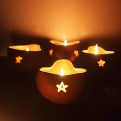Craftlipi-Chirag 3 Candle Holder  Set of 4 + 12 tealights FREE
