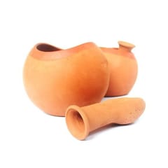 Craftlipi-GLO XL Terracotta Planter with Deep Root Watering System   Set of 2