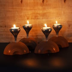 Craftlipi-Bliss HALF MOON with Aluminum Funnel Candle Holder Set of 4 + 12 tealights FREE