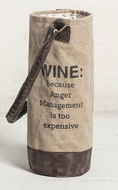 Mona B Anger Management Canvas Recycled Wine Bag