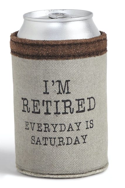 Mona B I‚Äôm Retired Canvas Recycled Can Cover