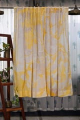 SootiSyahi 'Dreaming Yellow' Handmarble Printed Cotton Window Curtain