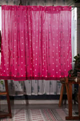 SootiSyahi 'Pink Glow' Handblock Printed Cotton Window Curtain