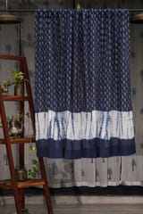 SootiSyahi 'Indigo Blossom' Handblock Printed Cotton Window Curtain