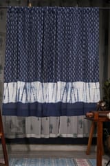 SootiSyahi 'Indigo Blossom' Handblock Printed Cotton Window Curtain