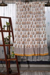 SootiSyahi 'Yellow Daisy' Handblock Printed Cotton Window Curtain