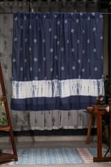 SootiSyahi 'Indigo Stargazing' Handblock Printed Cotton Window Curtain