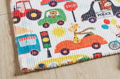 Mona B Printed Animal Transport Kids Room Dhurrie Carpet Rug Runner Floor Mat for Living Room Bedroom: 2 X 3 Feet Multi Color