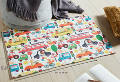 Mona B Printed Animal Transport Kids Room Dhurrie Carpet Rug Runner Floor Mat for Living Room Bedroom: 2 X 3 Feet Multi Color
