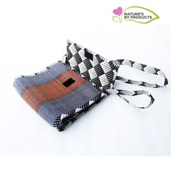 Craftlipi-Sling Bag (Madur) : Made of Natural Straw and Pure Cotton Fabric : Grey