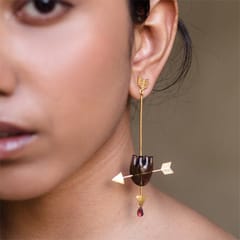 Baka - HEART Cupid's Arrow - Brown Earring