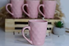 Country Clay-Coffee Mug (Diamond, Pink) - Set of 4 Made of Ceramic by Country Clay