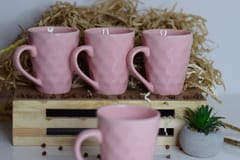 Country Clay-Coffee Mug (Diamond, Pink) - Set of 4 Made of Ceramic by Country Clay