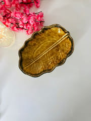 Country Clay-Banana Leaf Platter (Brown and Yellow, Big) Made of Ceramic by Country Clay