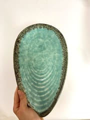 Country Clay-Almond Platter (Turquoise, Small) Made of Ceramic by Country Clay