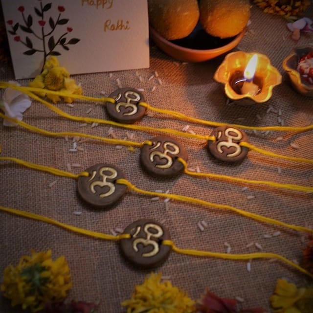 Terracotta by sachii-Om' Plantable Seed Rakhi Set of 5