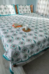 SootiSyahi 'Mughal Garden' Handblock Printed Cotton Bedsheet