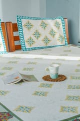 SootiSyahi 'Sweet Magnolia' Handblock Printed Cotton Bedsheet