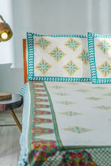 SootiSyahi 'Sweet Magnolia' Handblock Printed Cotton Bedsheet