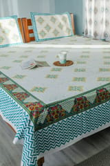 SootiSyahi 'Sweet Magnolia' Handblock Printed Cotton Bedsheet