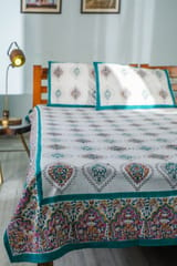 SootiSyahi 'Print Harmony' Handblock Printed Cotton Bedsheet