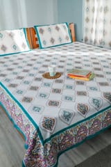 SootiSyahi 'Print Harmony' Handblock Printed Cotton Bedsheet