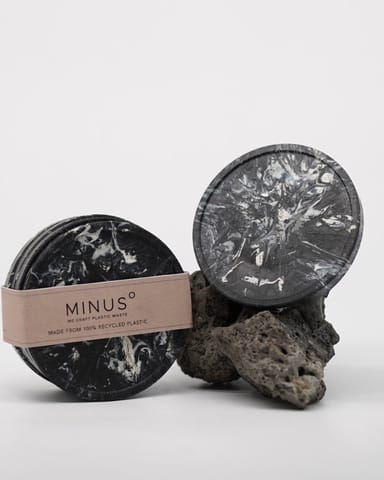Minus Degre - Handcrafted Recycled Coaster I Stone Black  I set of 4