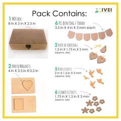 IVEI MDF Box Pack with 2 Pair Earrings, Cut outs, Toran and 2 Photo magnet