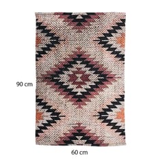 Mona B Printed Vintage Dhurrie Carpet Rug Runner Floor Mat for Living Room Bedroom: 2 X 3 Feet Multi Color