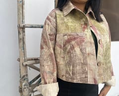 Kokikar - Multishade Ecoprinted Oversized Crop Jacket