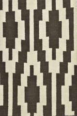 IMPERIAL KNOTS BROWN AND IVORY AZTEC HAND WOVEN KILIM DHURRIE 5X8 FEET