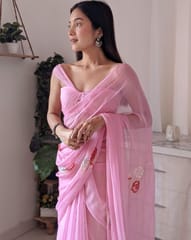 Dira By Dimple - Pink Promise (Sequins work Pink Chiffon Saree)