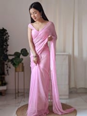Dira By Dimple - Pink Promise (Sequins work Pink Chiffon Saree)