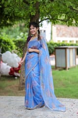 Dira By Dimple - Oceanic Bloom (Printed Organza Saree)