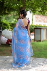 Dira By Dimple - Oceanic Bloom (Printed Organza Saree)