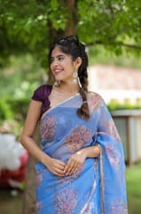 Dira By Dimple - Oceanic Bloom (Printed Organza Saree)