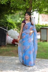 Dira By Dimple - Oceanic Bloom (Printed Organza Saree)