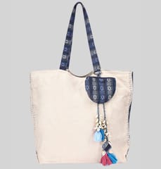Kritenya - Linen Tote With Blue Details