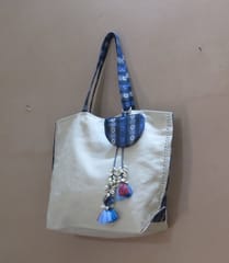 Kritenya - Linen Tote With Blue Details
