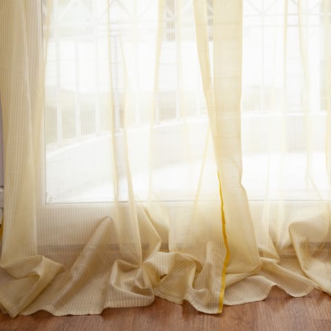 Eyaas - Handwoven Chanderi Stripe Curtain - 9ft / 108"