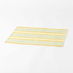 Eyaas - Block Printed Cotton Table Mat in Yellow & Blue Stripes - Set of 2 - 13x18