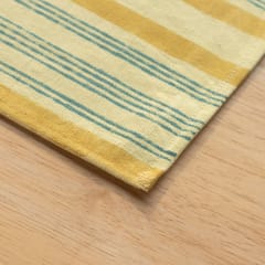 Eyaas - Block Printed Cotton Table Mat in Yellow & Blue Stripes - Set of 2 - 13x18