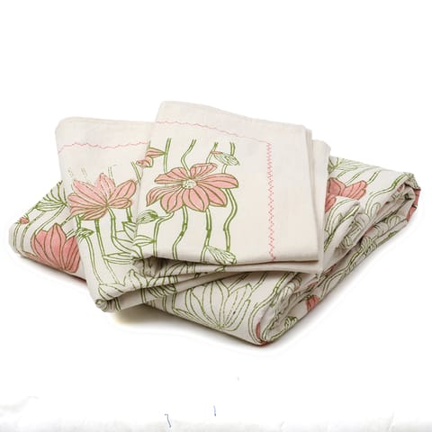 Rustic Route- Rose Gold & Olive Green Lotus Print Bedspread with Pillow Covers
