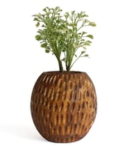 Studio Indigene - Carved Spherical Planter Made of Teak Wood