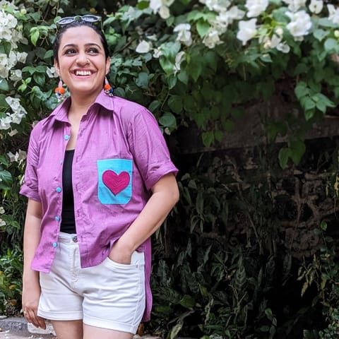 Juhi Malhotra - Pink Heart Shirt