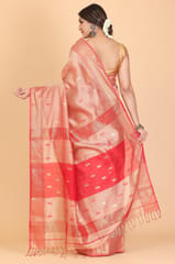 Living Looms of India - Maheshwari Big Umbi Buti Cotton and Silk Baby Pink Saree