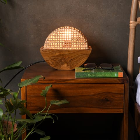 Opaque Studio - Noksen Cane Teak Table Lamp