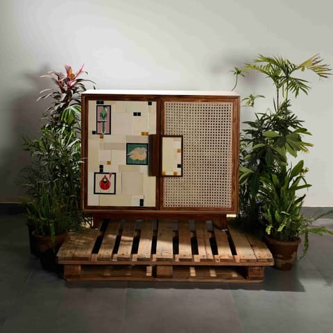 Opaque Studio - Aviary Cane Double Door Cabinet